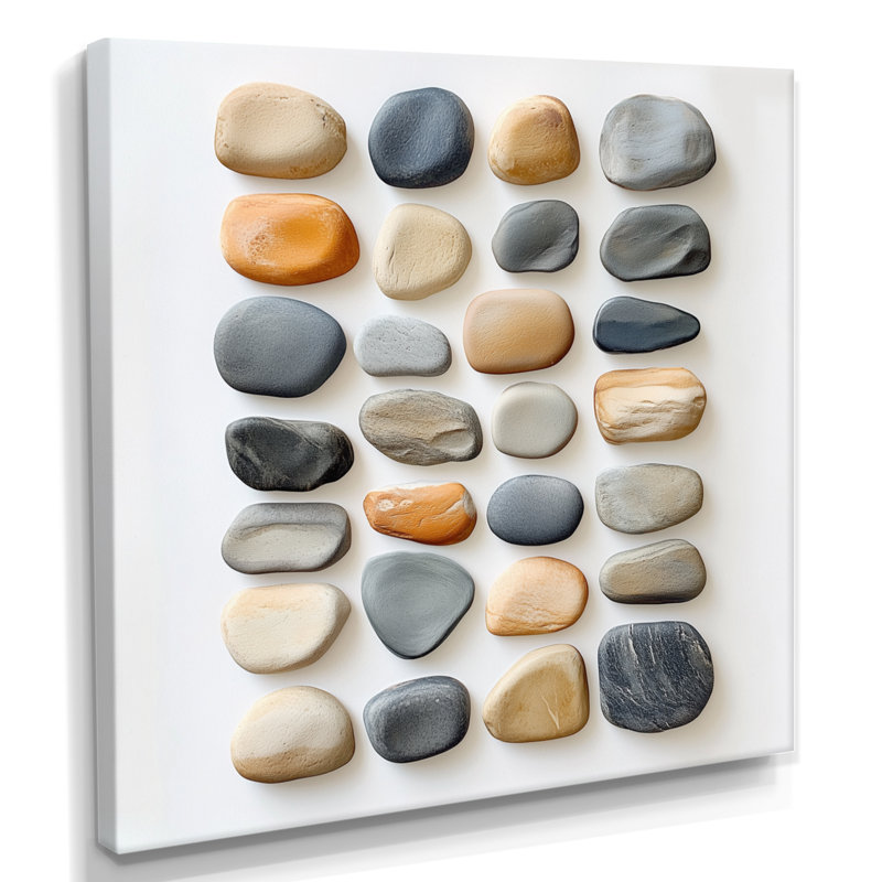 Toile organique neutre, art mural minimaliste Pebble, Apostolis, Toile tendue, H 16 po x l 16 po