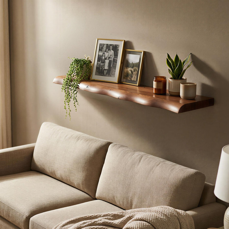 6 -Piece Solid Wood Floating Shelf, Walnut