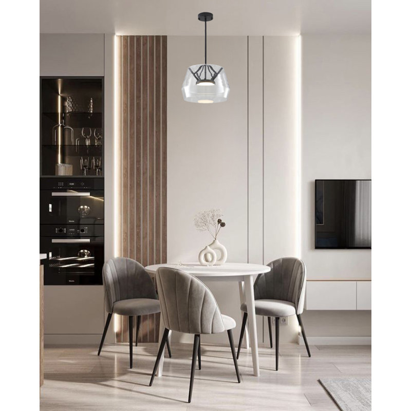 1-Light Black LED Pendant With A Clear Glass Shade