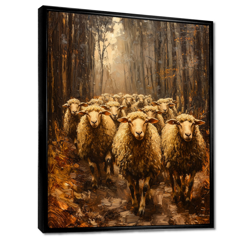Décoration murale mouton Dontaz Minimalisme Woolly Wanderers III - Mouton, H 32 po x l 24 po, Noir