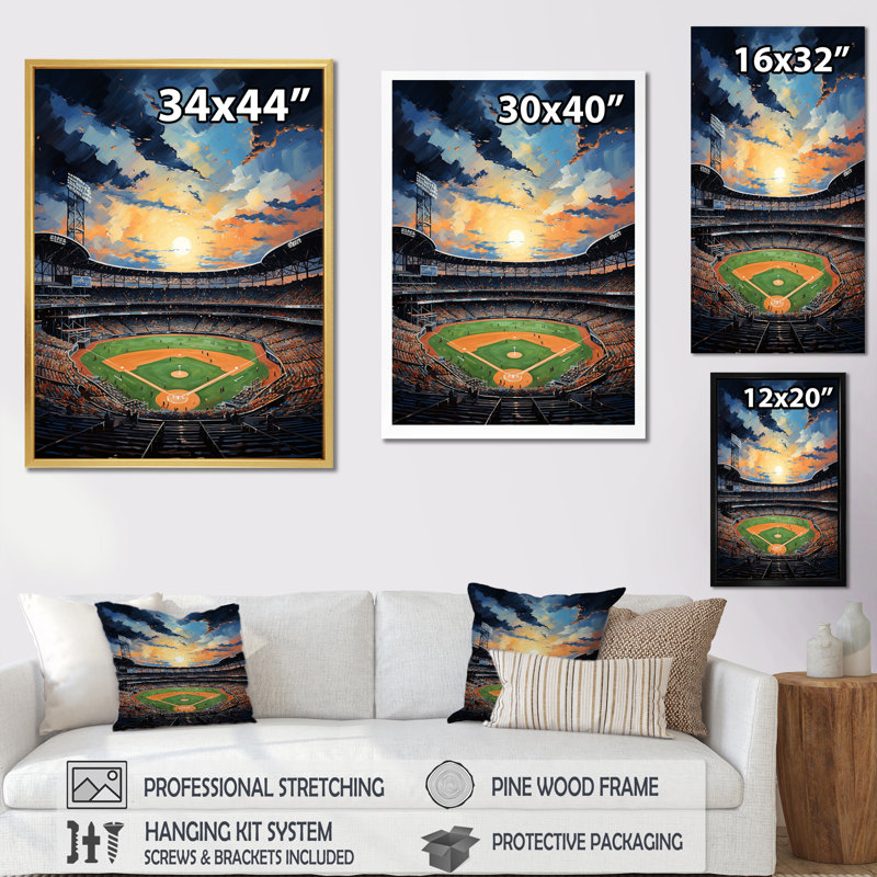 «Stadium In Spotlight Pointillism», peinture I, H 40 po x l 30 po x P 1,5 po, Toile tendue