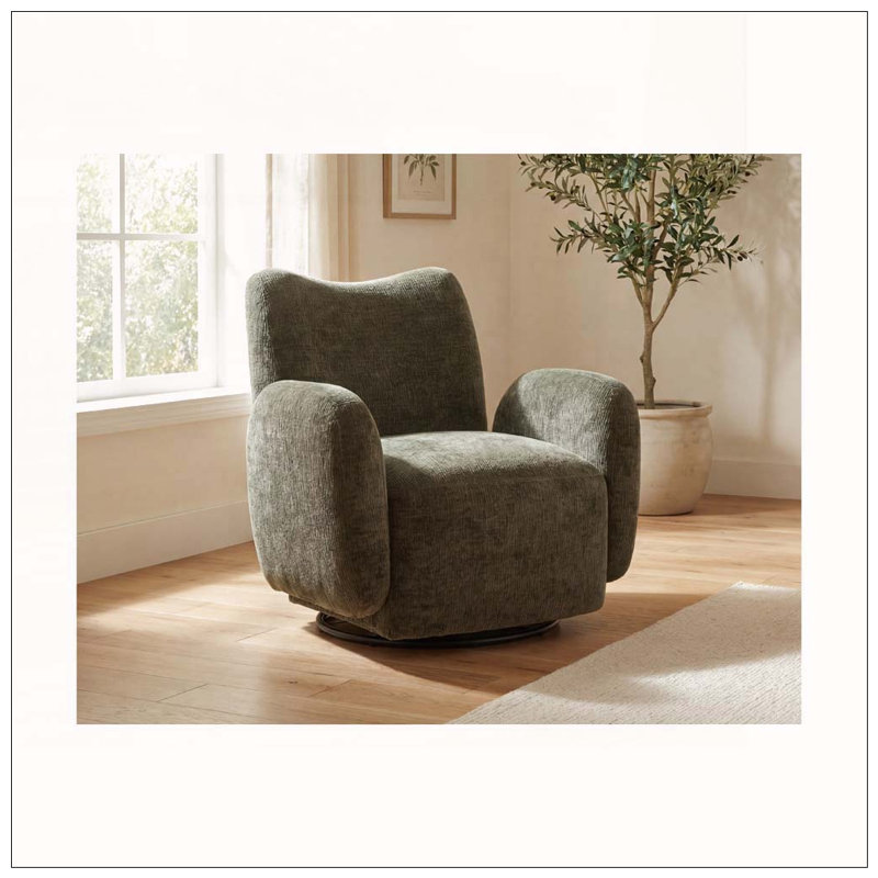Fauteuil d'appoint pivotant à 360 °, Vert olive