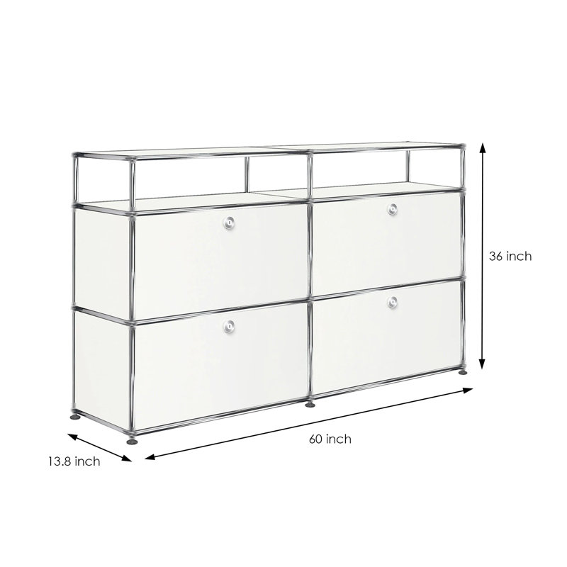  Modern Storage Cabinet, Modular Metal Sideboard, Versatile Steel Office Credenza & Lowboard for Living Room, Kitchen, Home Office