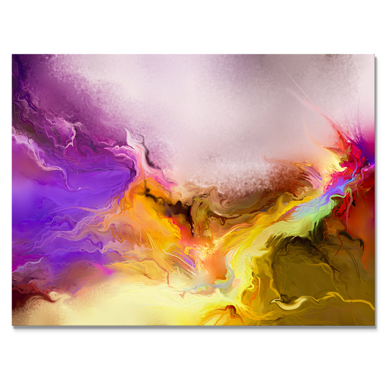 «Red and Pink Vibrant Ink Storm II», reproduction sur toile flottante, H 30 po x l 40 po x P 1,5 po, Toile tendue
