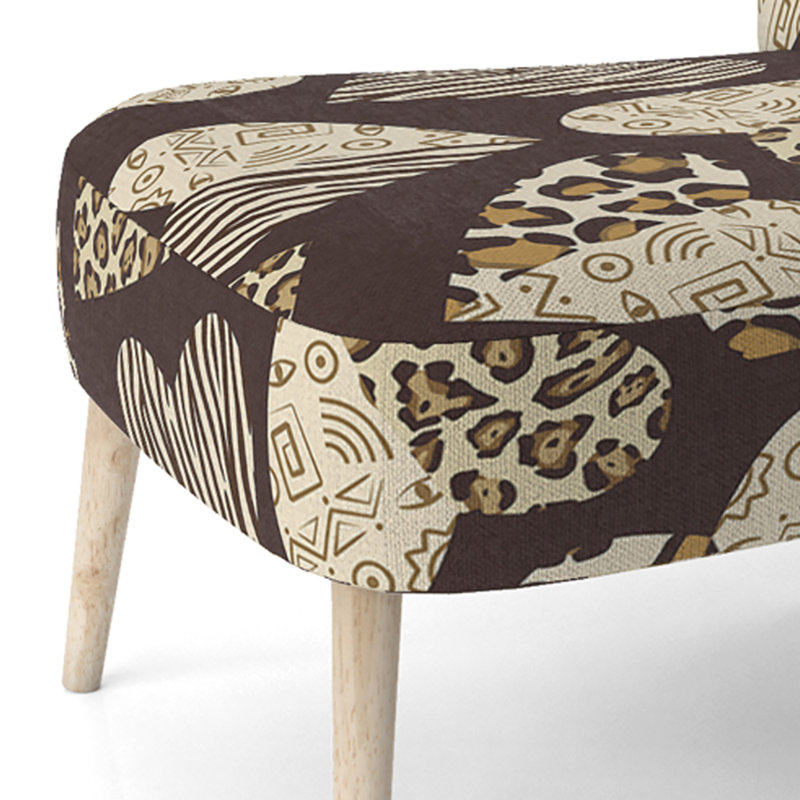 Chaise d'appoint rembourrée Brown Hearts sur peau d'animal