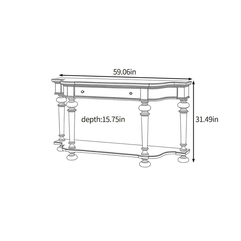 Console de style rétro de style américain, Blanc cassé, H 33,5 po x l 59,06 po x P 15,75 po