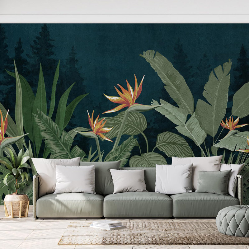 Bordure florale pelez et collez, L 96 po x l 144 po