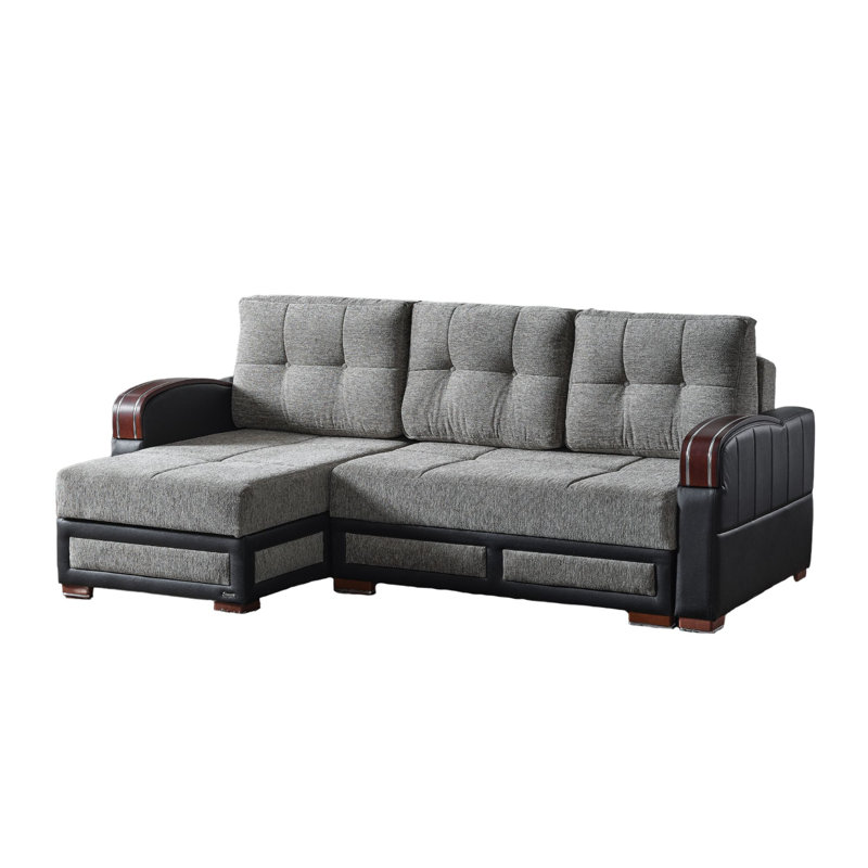 Canapé modulaire rembourré Primenest Urbanedge avec rangement, Chenille gris clair 1