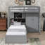 Lit superposé simple équipé d'un lit relevable hydraulique, d'une armoire, d'unités de rangement et de tiroirs-1546413559