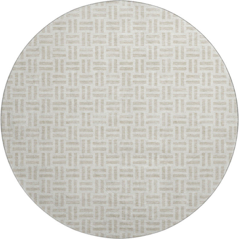 Premium Machine Washable Prisco Ivory Rug, Round 8'