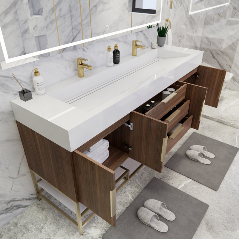 Ensemble de meuble-lavabo double 72 po Glasgow, Palissandre, Blanc