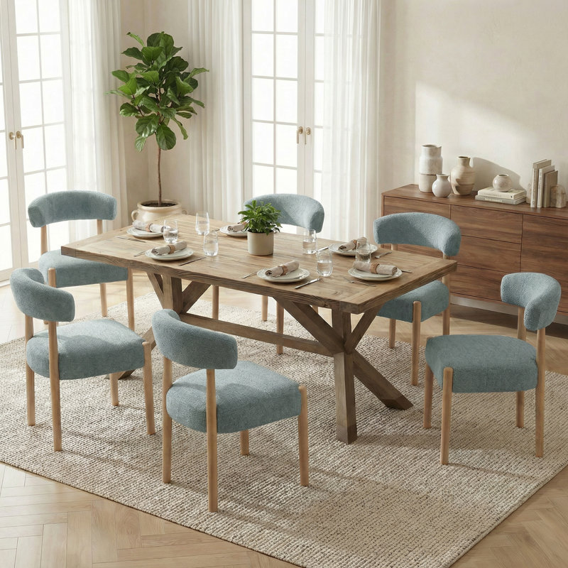 Ensemble de chaises de salle à manger rembourrées H 19,1 po (ensemble de 6), Bleu