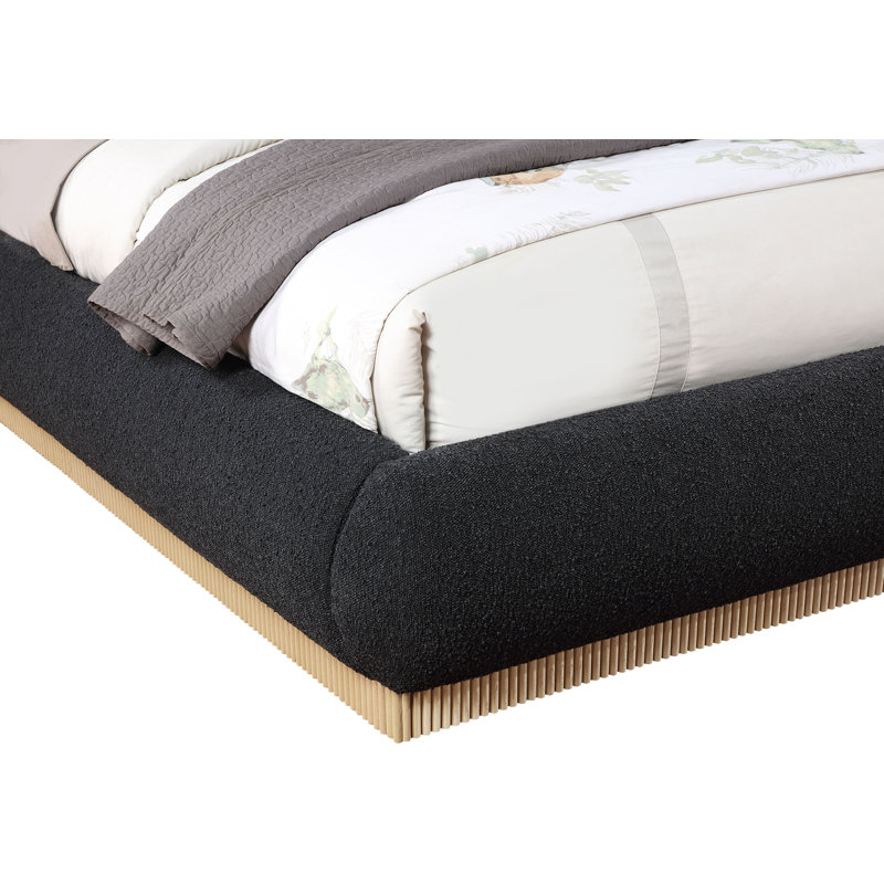 Rigby Upholstered Platform Bed, Black Boucle Fabric, Queen