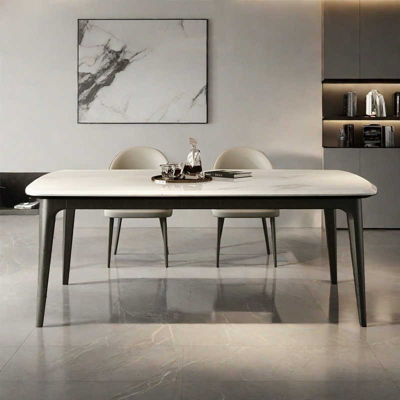 Luxury Marble Ash Wood Rectangular Dining Tables, 29.9"H x 63"L x 35.4"W