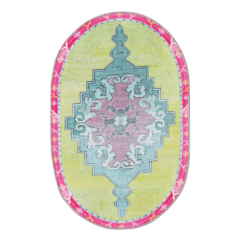 Tapis traditionnel bleu oppi, Ovale 2 pi x 3 pi 1 po