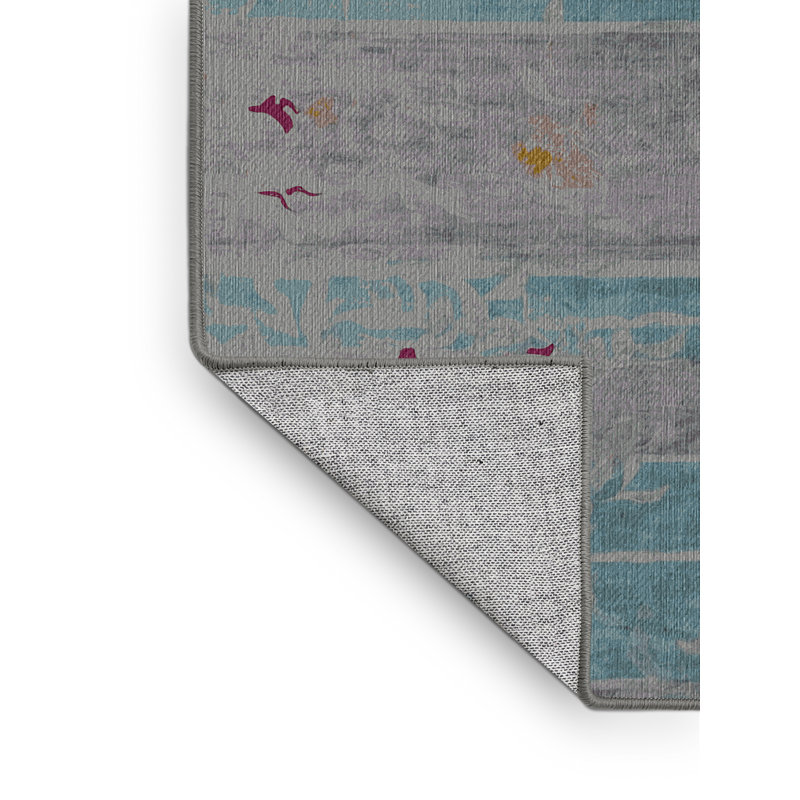 Machine Washable Gray Area Rug, Rectangle 6' x 9'