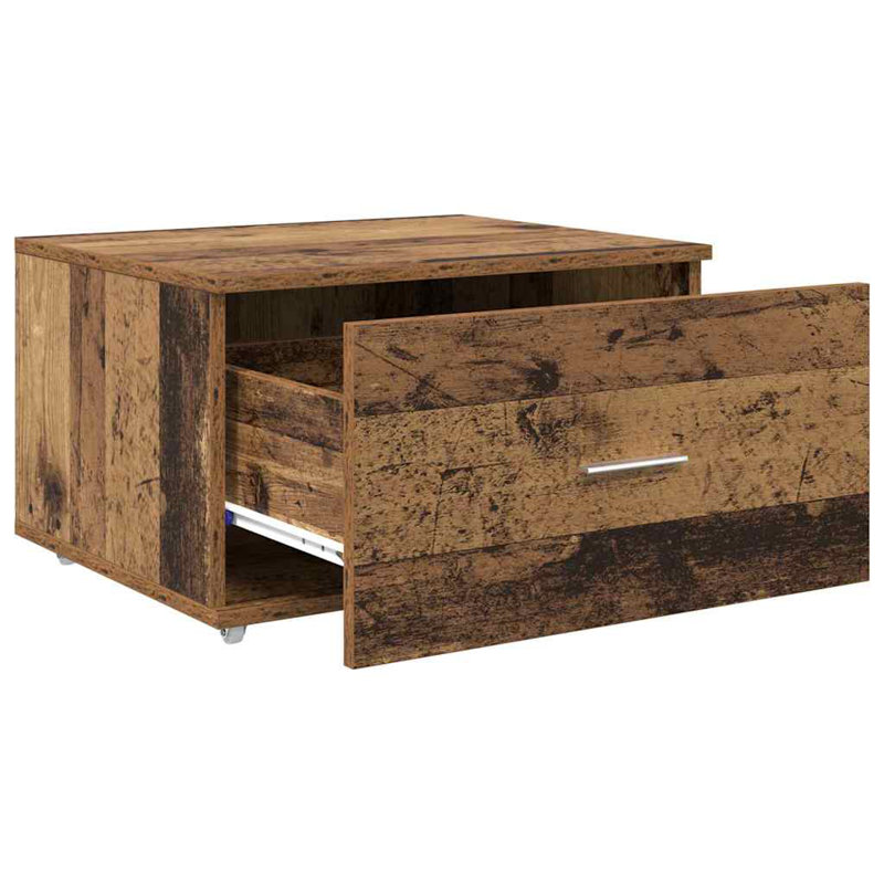 Drawer Cabinet with Wheel Storage Modern Furniture Solution Rectangular, Brown