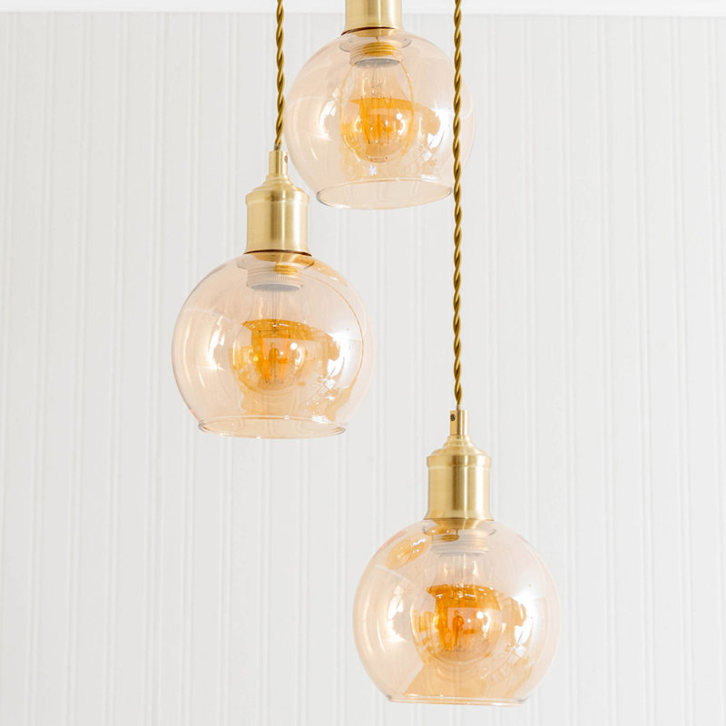 3 - Light Brushed Gold Pendant, No