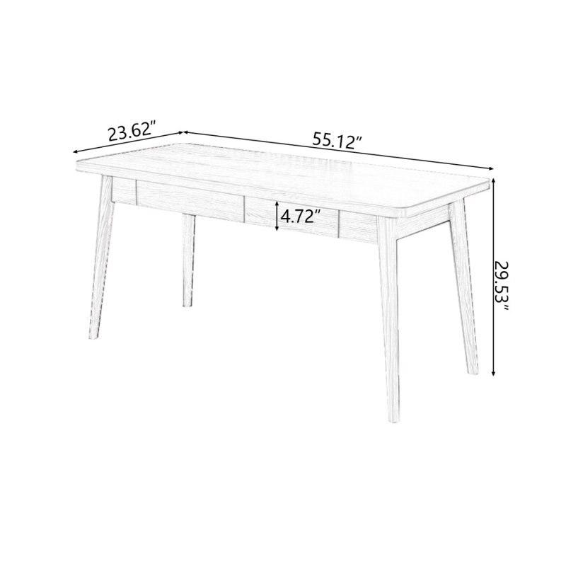 Tan Rectangle Solid Wood Desks, 29.53" H x 55.12" W x 23.62" D