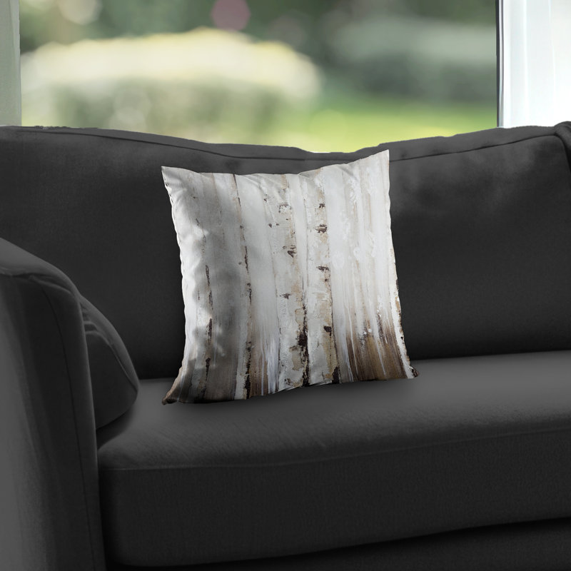 Abstract White Birches Throw Pillow - Trees Bedroom Decor