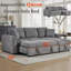 Canapé-lit modulaire réversible gris 96 po avec méridienne de rangement, porte-gobelets et port de charge USB 96 po