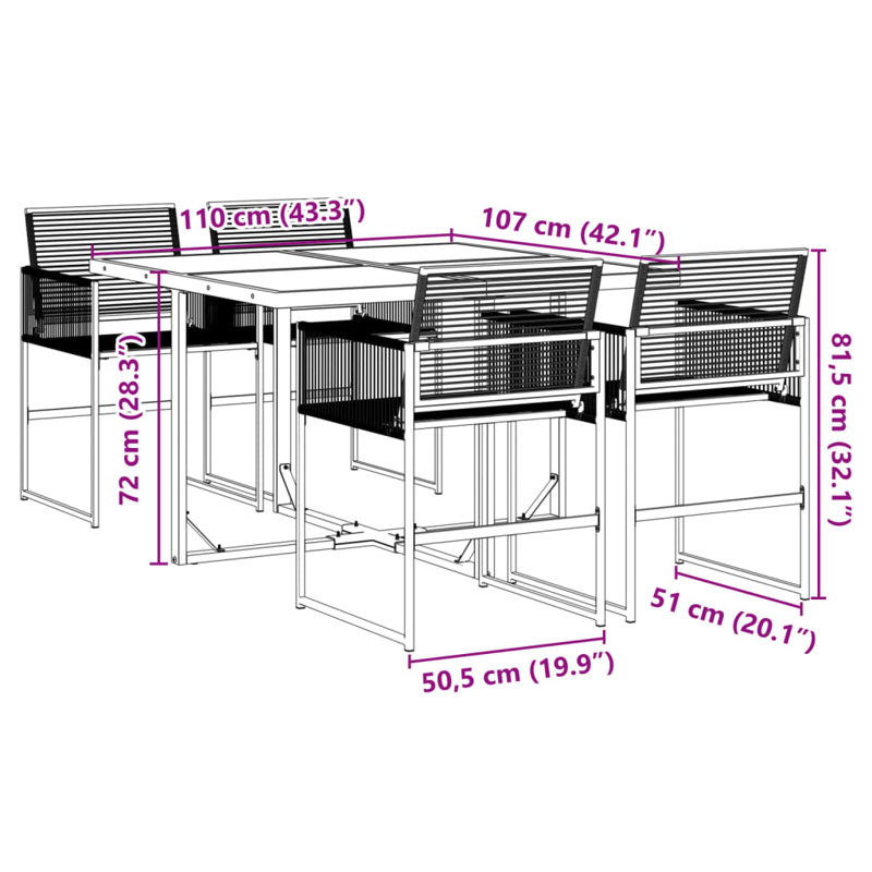 4 - Person Wicker Patio Dining Set with Rectangular Table