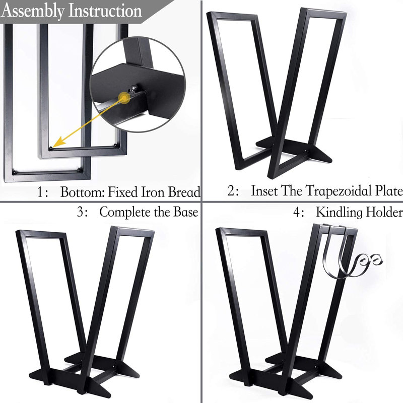 22-Inch V-Shape Adjustable Firewood Rack - Durable Iron, Rust-Resistant, High Capacity