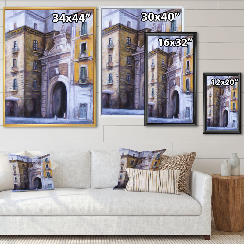 «Architectural Arc in Italian City», reproduction sur toile, H 20 po x l 12 po, Cadre flottant noir