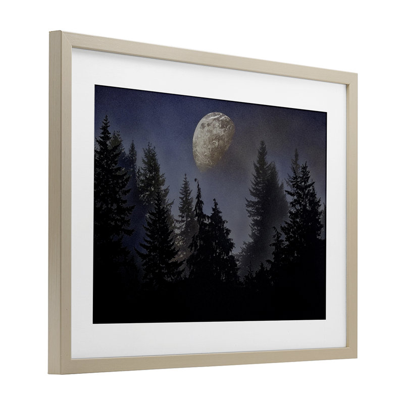 «Love And The Moon», reproduction sous verre encadrée, design par Sophie 6, Cadre de récolte en pin, H 14 po x l 20 po