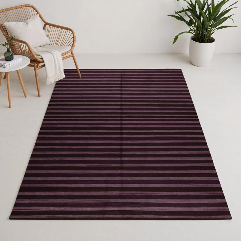 Tapis intérieur / extérieur brun HorizontalStripes, Rectangulaire 3 pi x 5 pi
