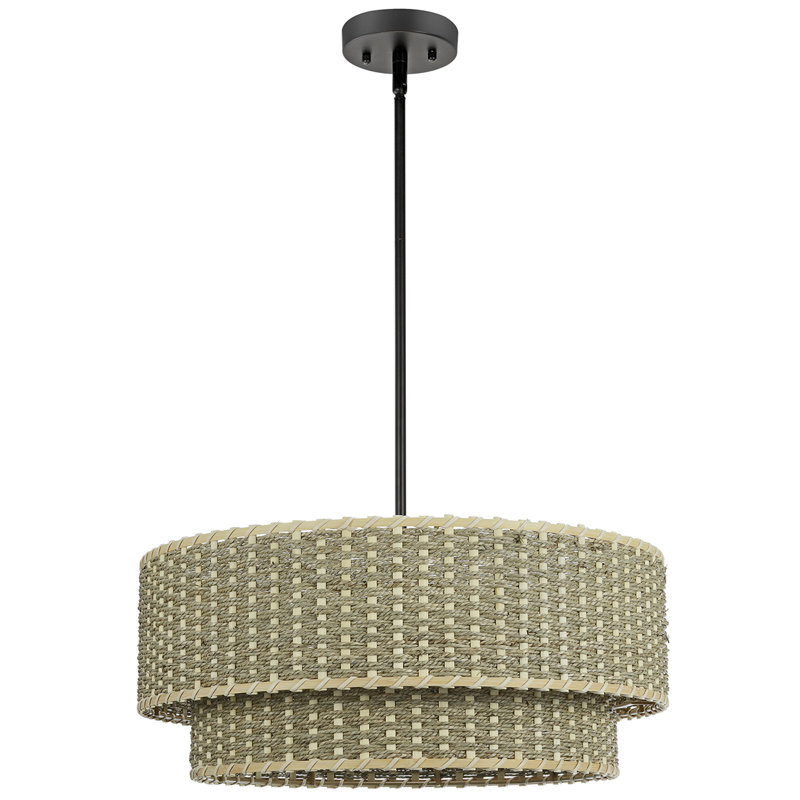 Luminaire suspendu en rotin naturel à 4 lumières Giancola