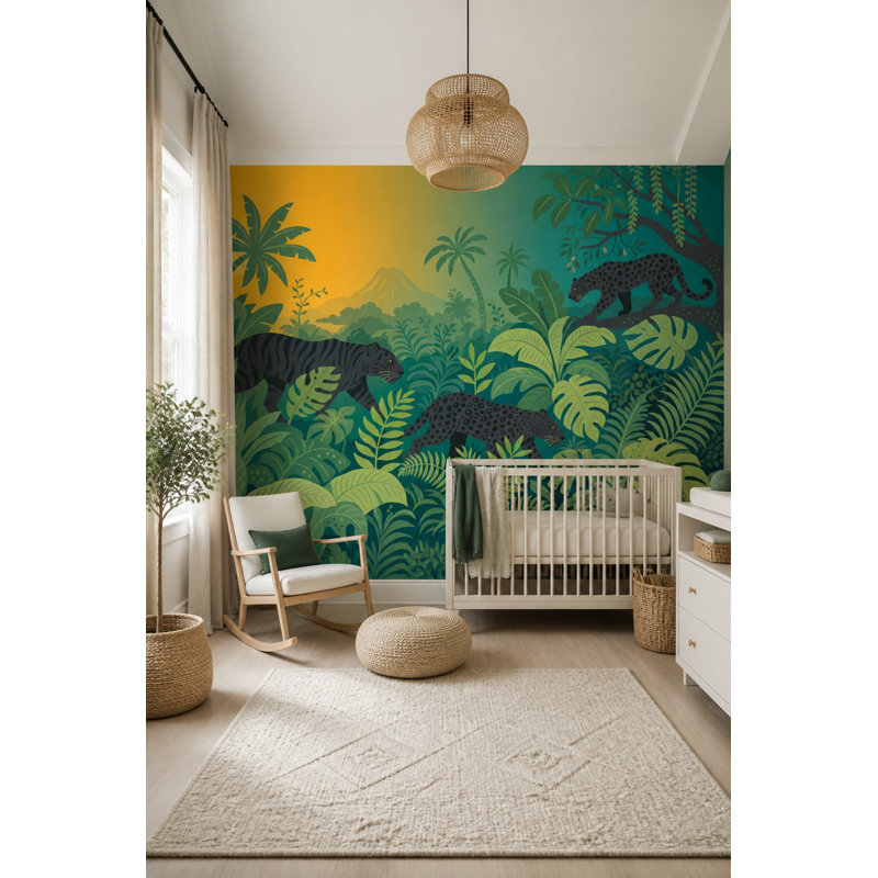 Papier peint jungle tropicale, 200 po x 120 po, Texturé non collé
