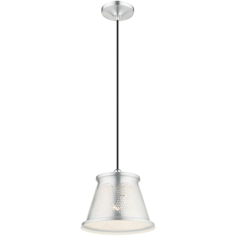 Mini Brushed Aluminum and White LED Indoor/Outdoor Pendant Light