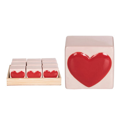  Bloc de céramique en céramique avec décorations pour la maison S / 9 Valentines