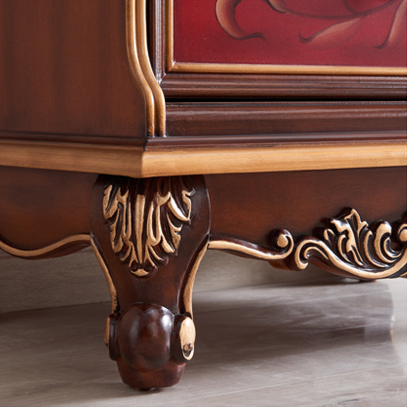 Commode décorative rustique à quatre tiroirs peinte à la main