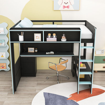 Lit mezzanine avec tablette et tablettes Gaming