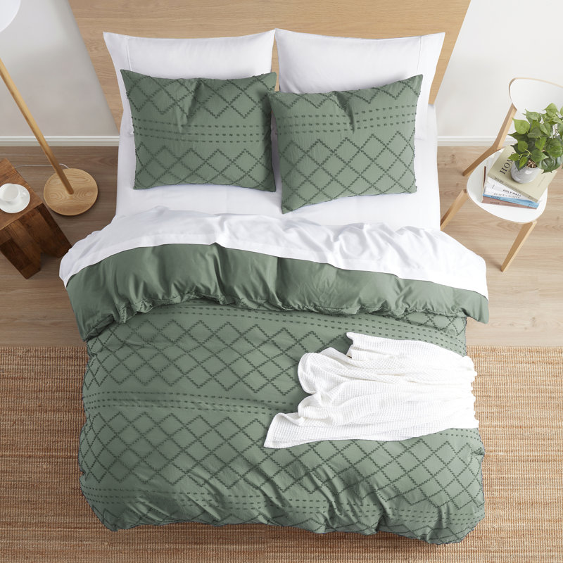 King Size Green Microfiber Bohemian Duvet Cover Set
