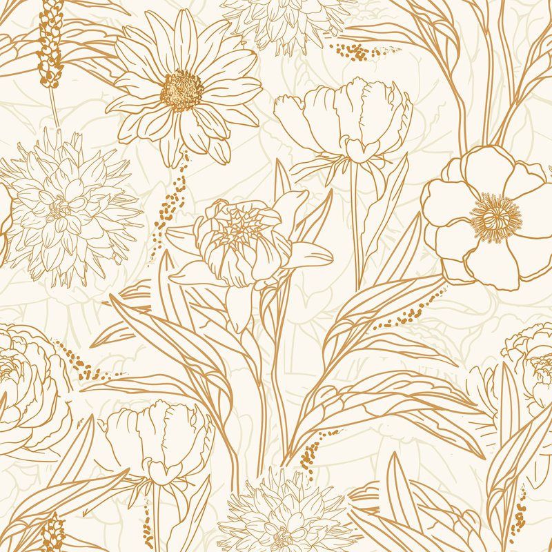 Papier peint floral rétro
