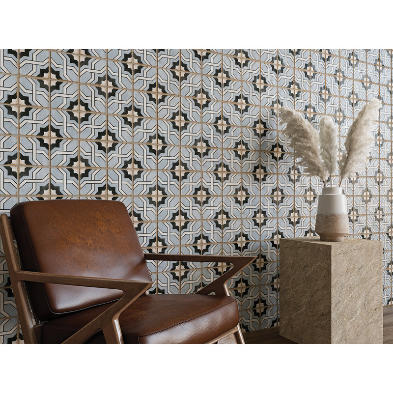 Casablanca 5" x 5" Ceramic Patterned Floor Use Tile, Attia