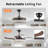 48 in. Retractable LED Ceiling Fan Light with Remote, Dimmable, 3 Color Temperatures
