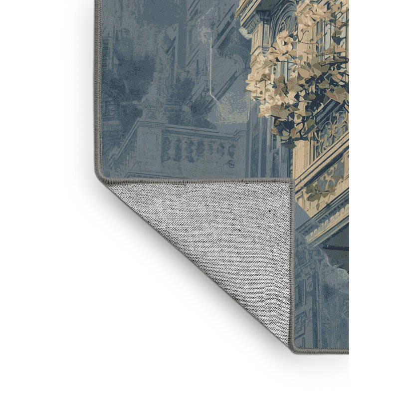 Machine Washable Paublo Cartagena Old City Bohemian Block Print Rug in Gray – Gray Binding, 5x7