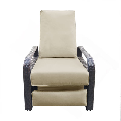 Outdoor Recliner, Automatic Adjustable Wicker Lounge Recliner Chair With Comfy Thicken Cushion, All Weather Aluminum Frame
