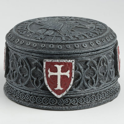 3.94 inches L Stone Knights Templar Seal Trinket Box made of Resin