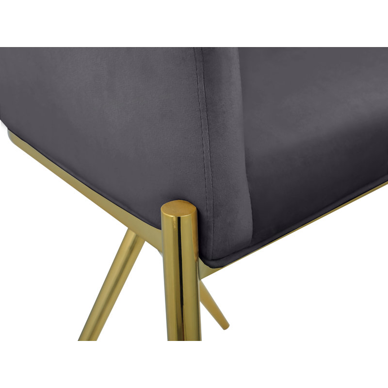 Tabouret de comptoir 26,5 po Xavier, Velours gris, Doré