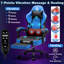 Fauteuil de jeu ergonomique en similicuir chauffant et massant avec fonction de vibration à 7 points en noir / bleu-133353048