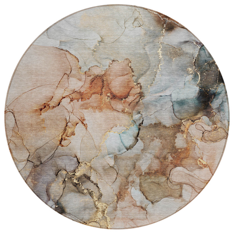Tapis d'intérieur rond 8 po beige