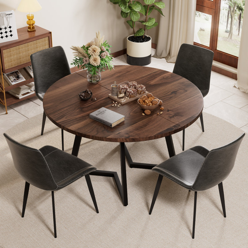 Ensemble de table de salle à manger Mid-Century, Noyer, 5, Gris