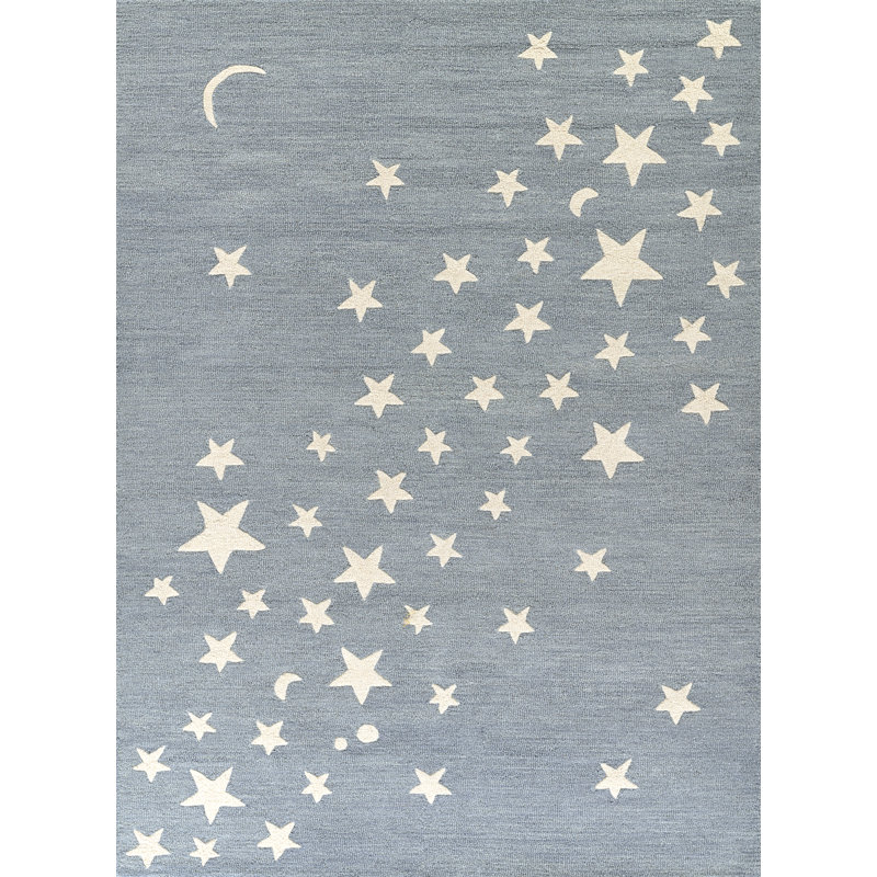 Alcona Hand Tufted Wool Moon and Star Blue Area Rug 2' X 3', Rectangle 2' x 3'