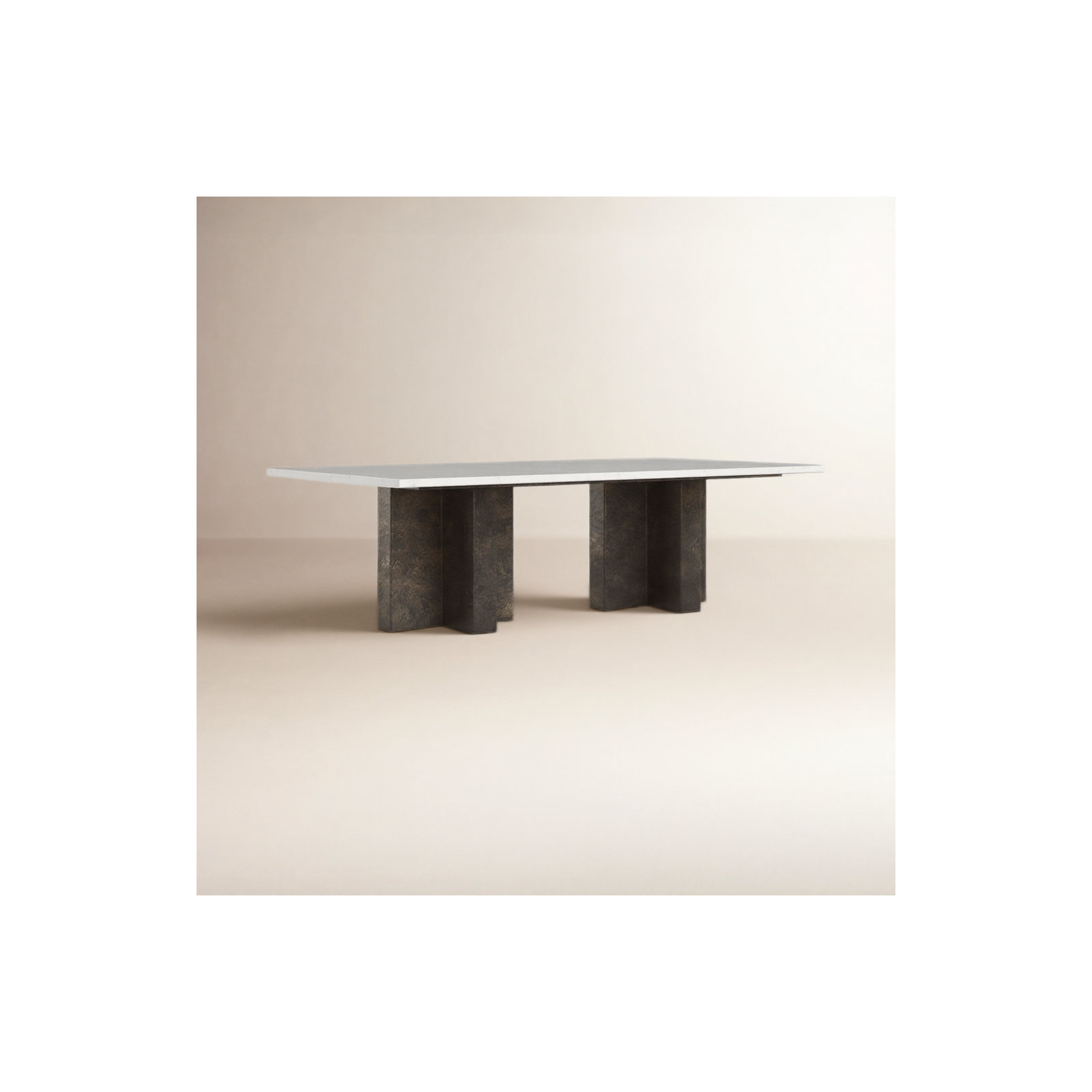 Edana Single Coffee Table, Polished White Marble