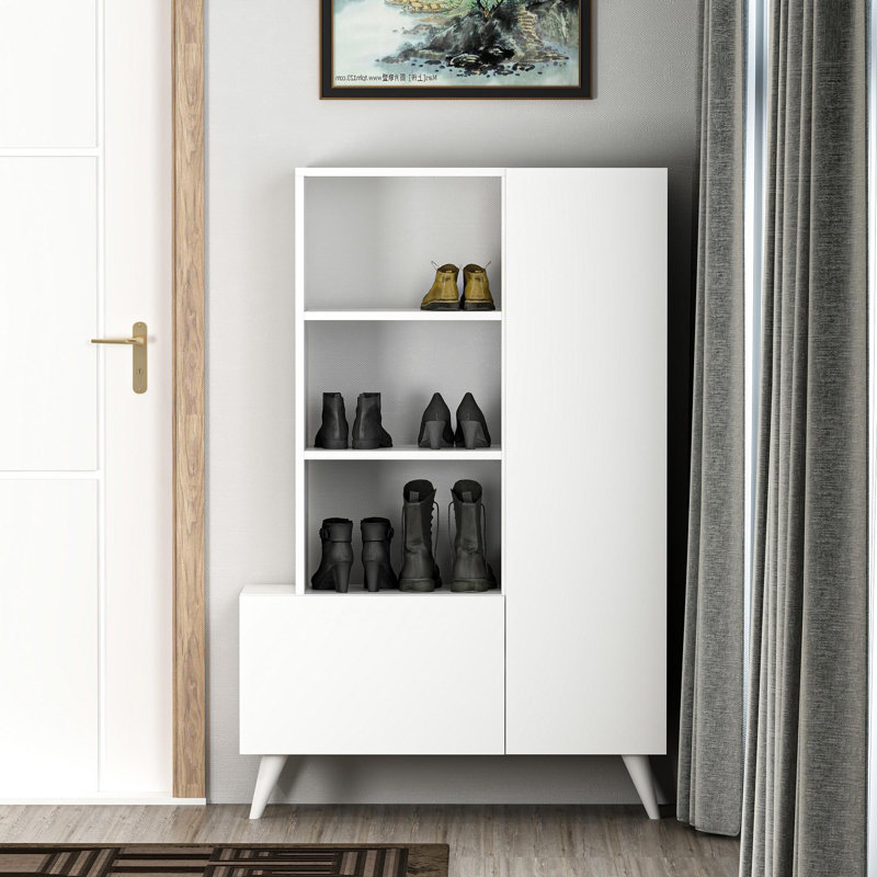 Baneen 8 Pair Shoe Storage Cabinet, White